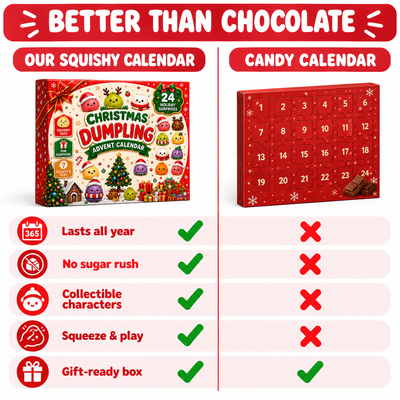 Squishy calendar compared with a candy calendar